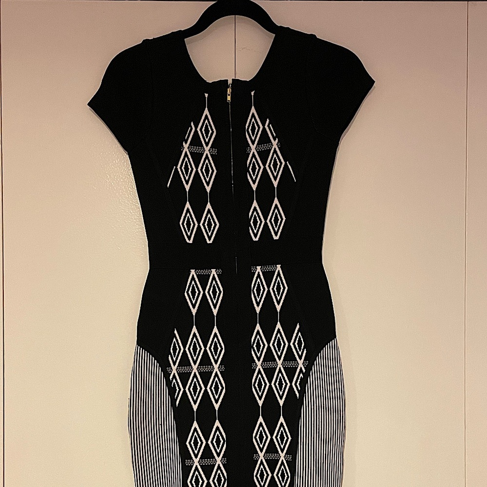 Flattering black and white dress